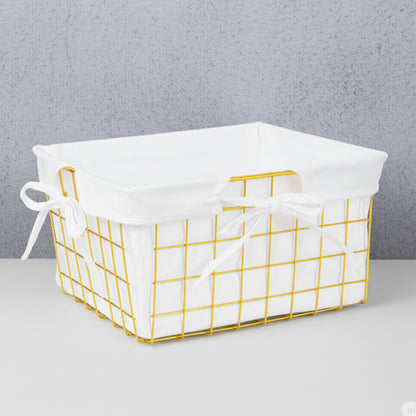 Cesta Metalica Dorada con Funda de Tela
