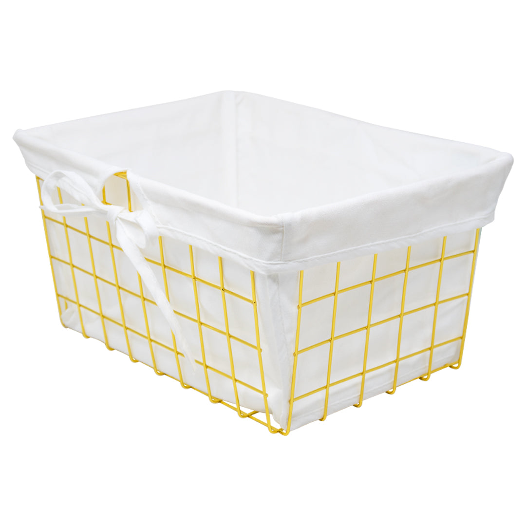 Cesta Metalica Dorada con Funda de Tela