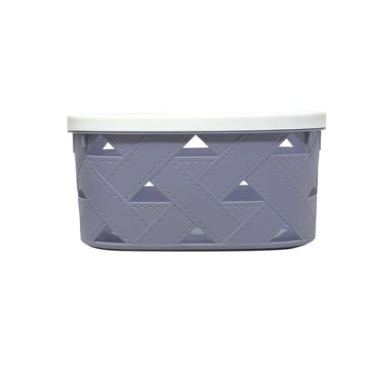 Canasta Organizadora Gris con Diseño Trenzado