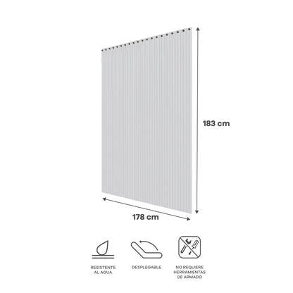 Juego de 2 Cortinas de Baño - Color Blanco y Gris