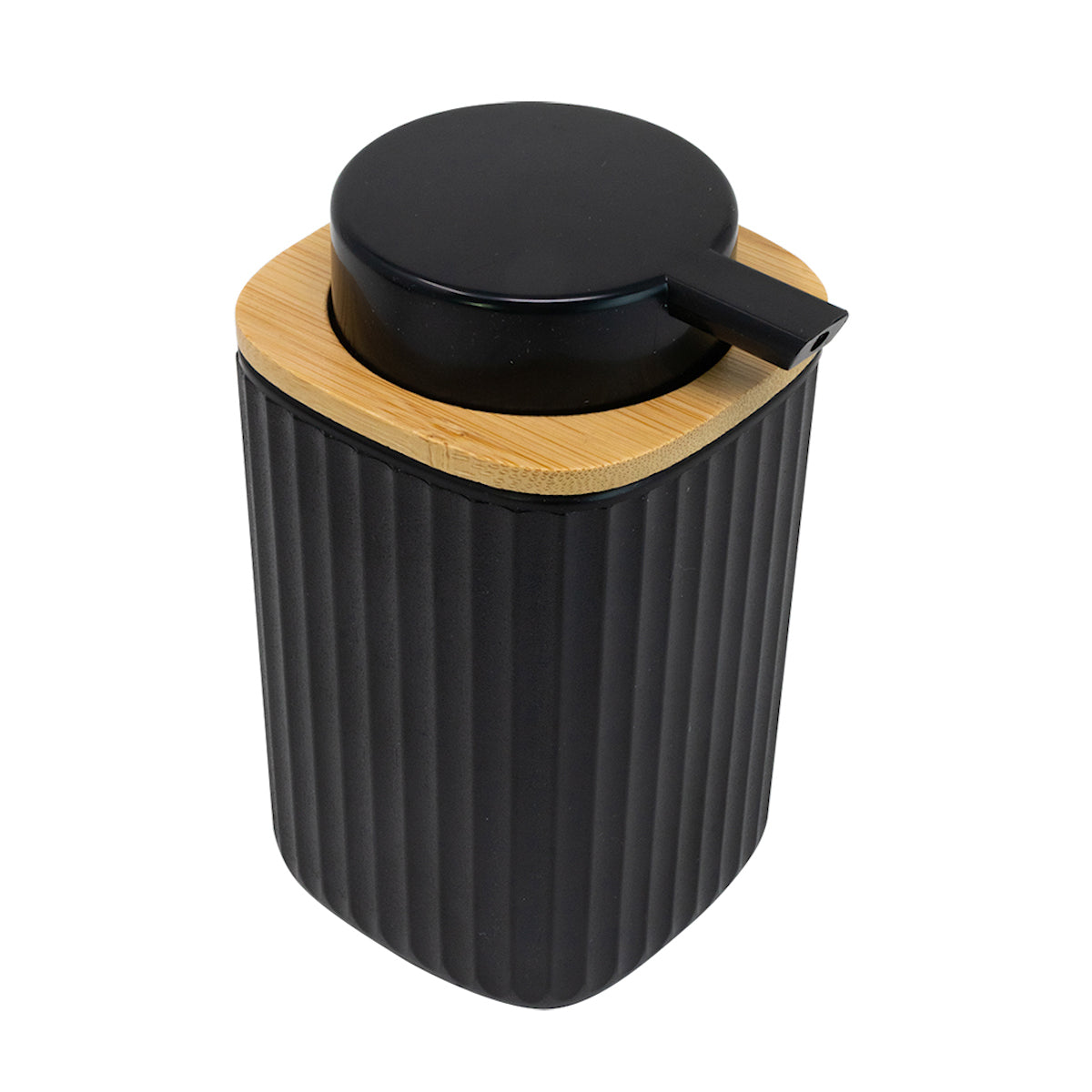 Dispensador Negro C/Tapa Bambú