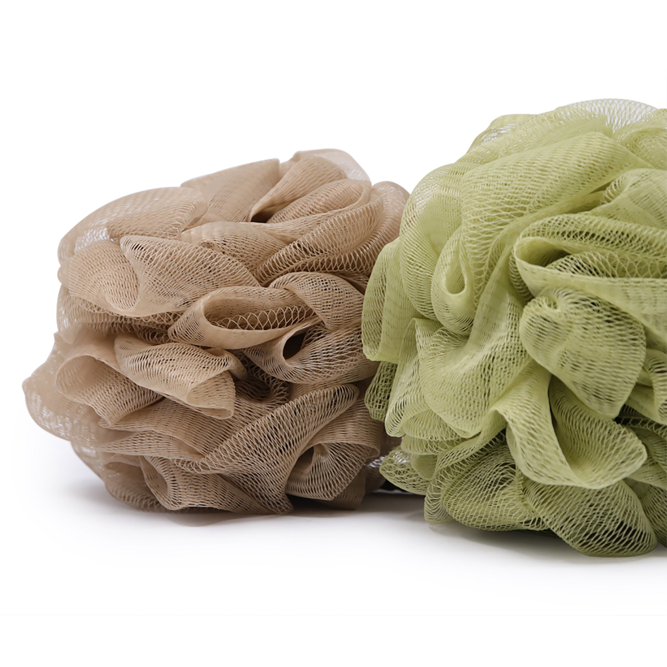 Estropajo de Malla para Baño Verde Café - Set de 2 Esponjas Exfoliantes