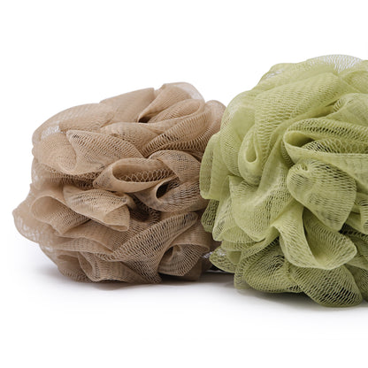 Estropajo de Malla para Baño Verde Café - Set de 2 Esponjas Exfoliantes