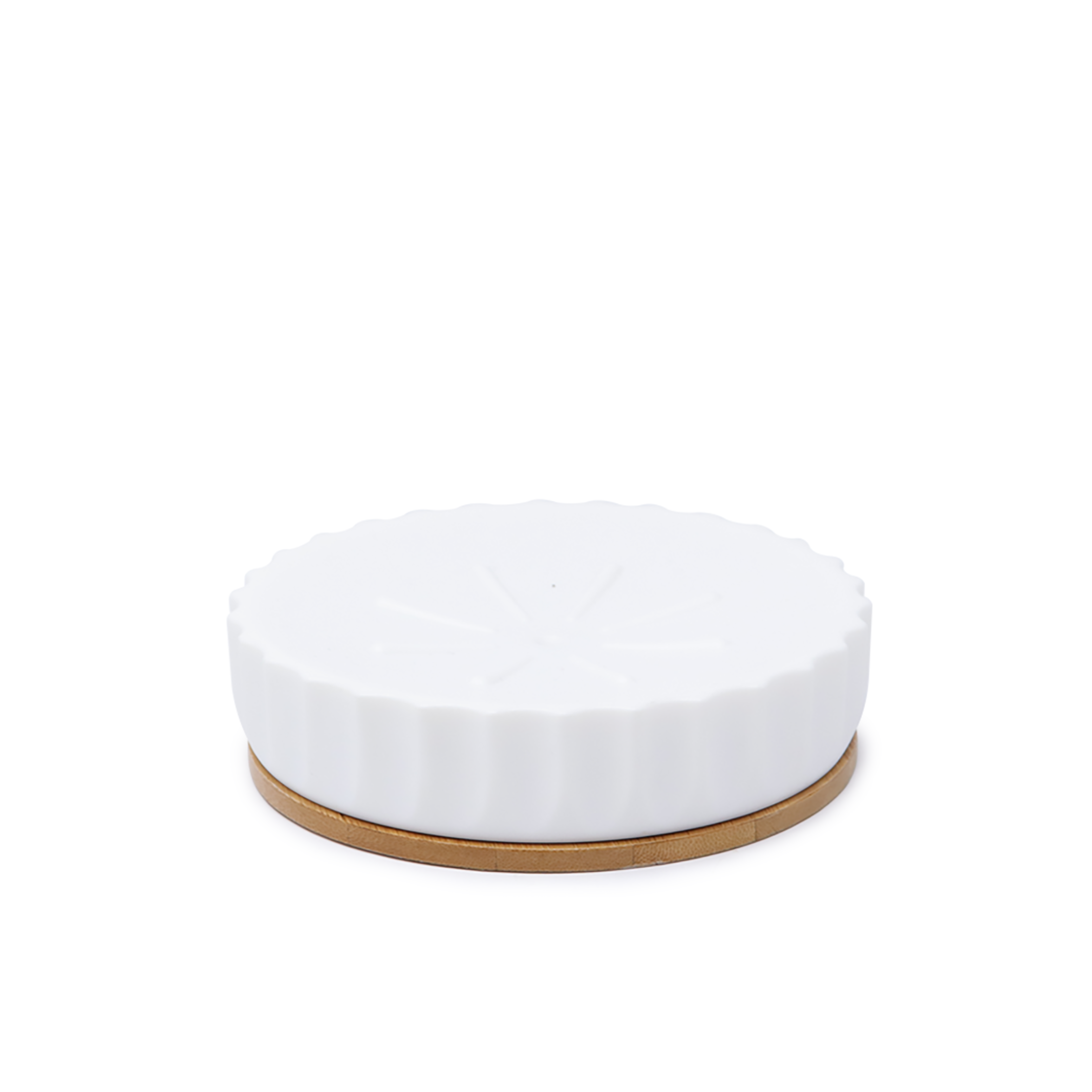 Jabonera de Cerámica Blanco - Base de Bambú