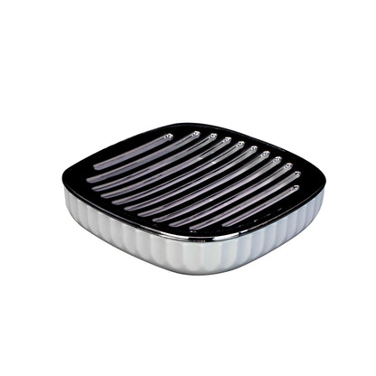 Jabonera Cromada / Blanca – Estilo Moderno y Elegante para tu Baño