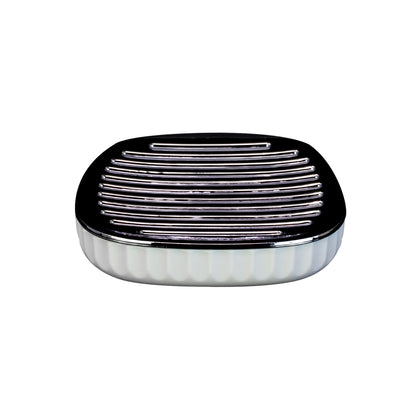 Jabonera Cromada / Blanca – Estilo Moderno y Elegante para tu Baño