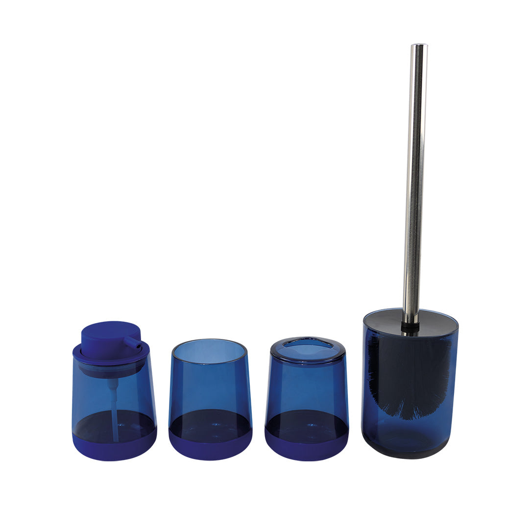 Set de Accesorios para Baño Azul Transparente - 4 Piezas