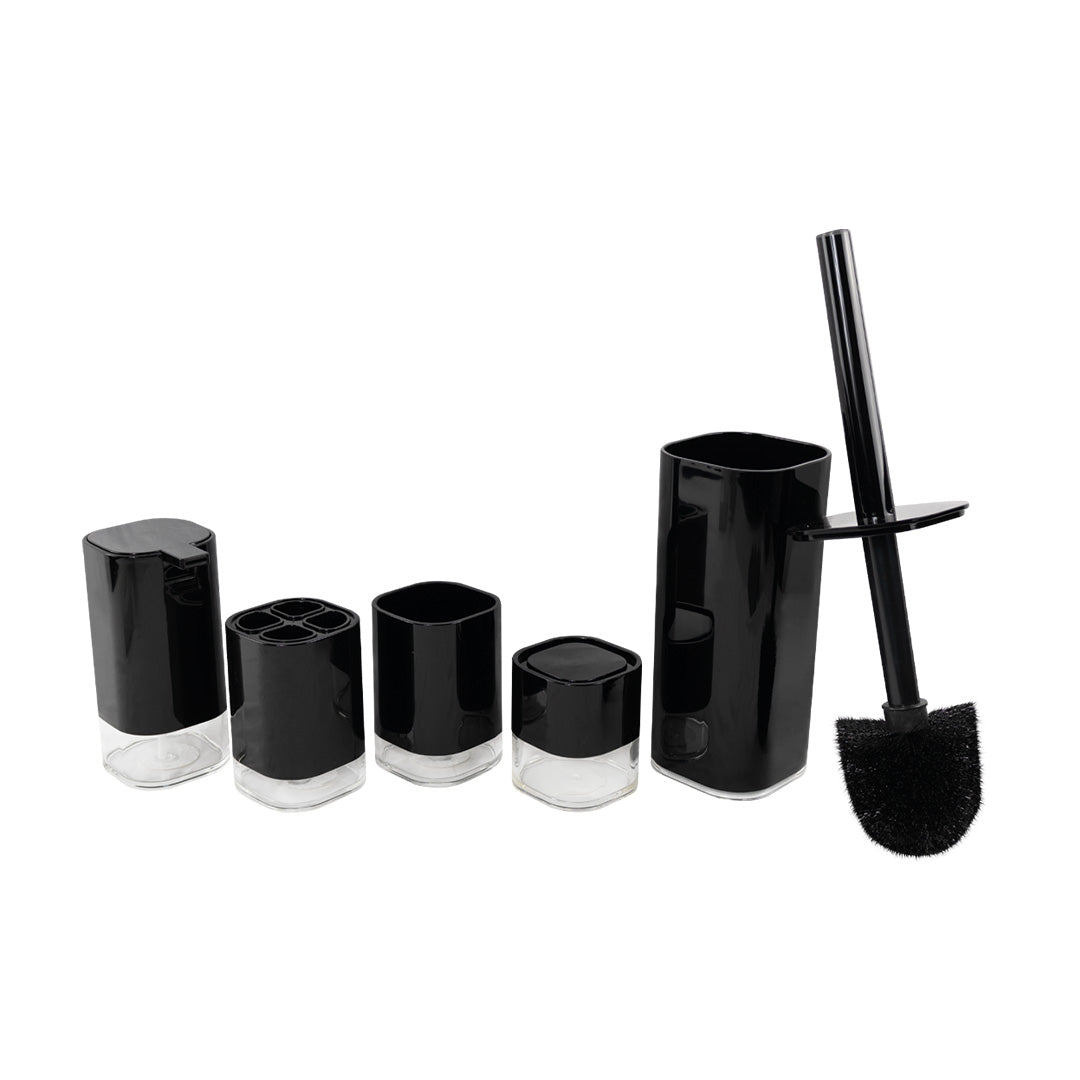 Set de Accesorios para Baño Negro/Transparente Acrílico -  5 Piezas