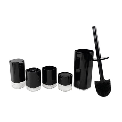 Set de Accesorios para Baño Negro/Transparente Acrílico -  5 Piezas