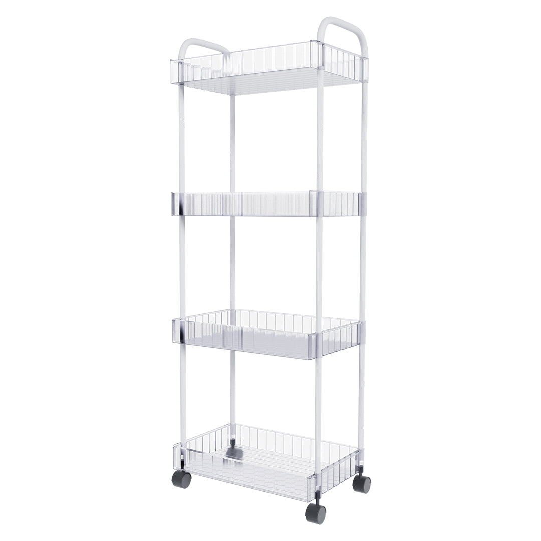 Organizador de Baño Transparente de 4 Niveles con Ruedas