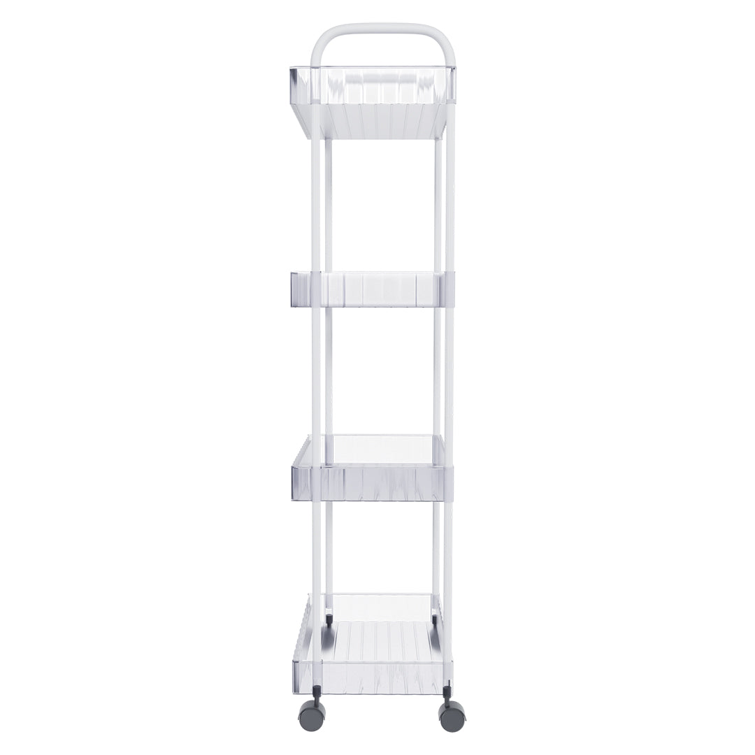 Organizador de Baño Transparente de 4 Niveles con Ruedas | 40 x 28.5 x 95 cm