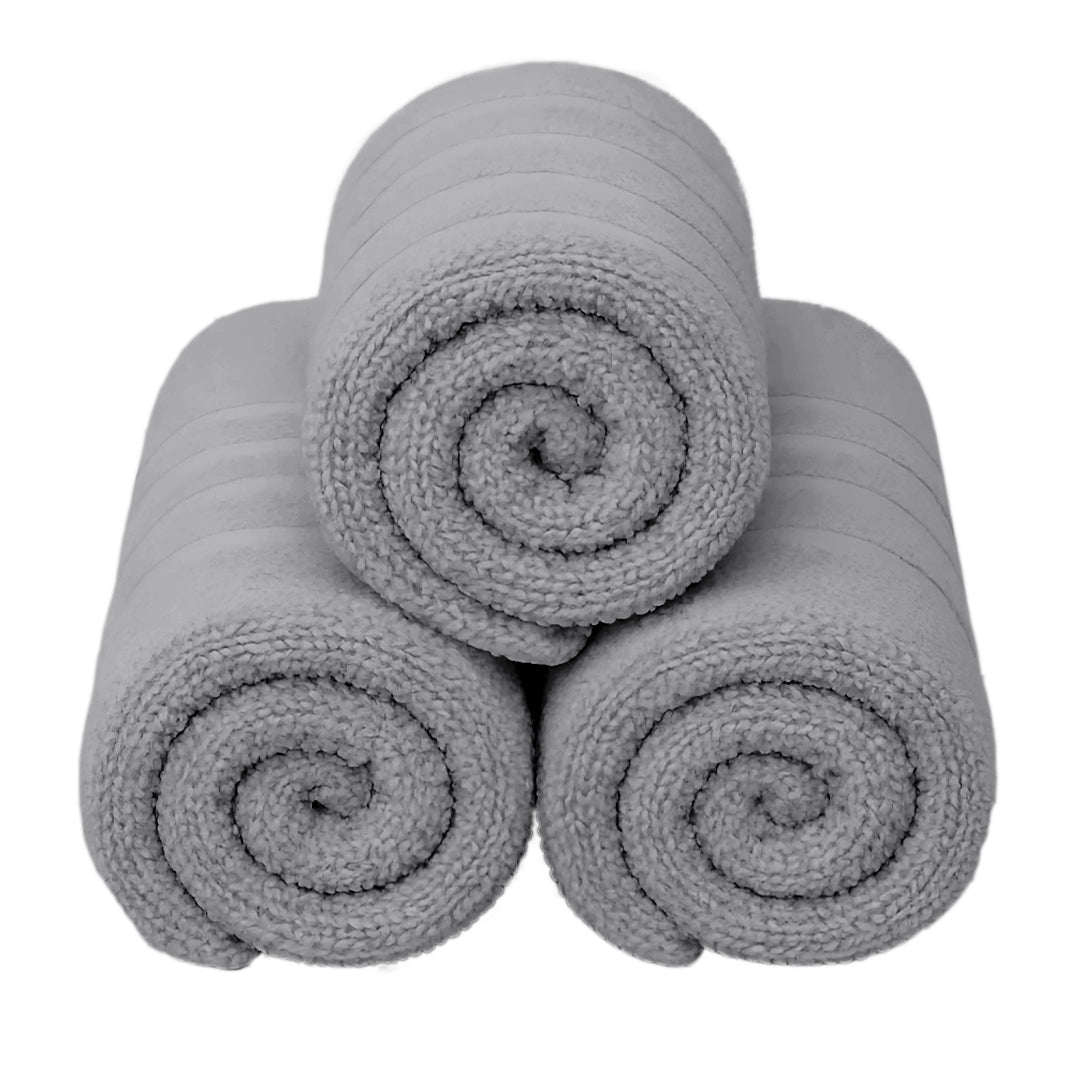 Set de 3 Toallas de Baño Grande 70x140 cm - Color Gris Claro