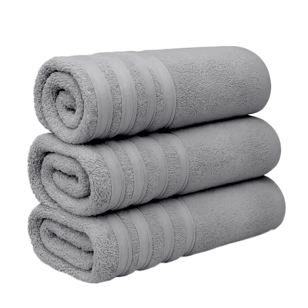 Set de 3 Toallas de Baño Grande 70x140 cm - Color Gris Claro
