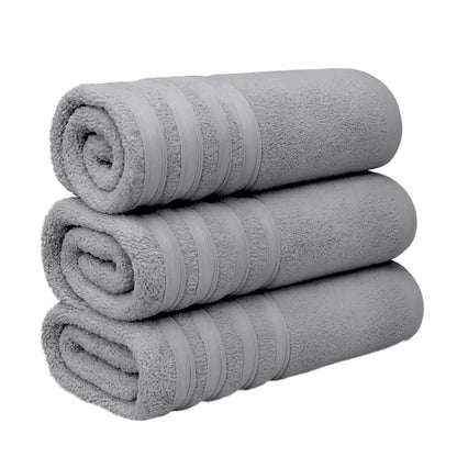 Set de 3 Toallas de Baño Grande 70x140 cm - Color Gris Claro