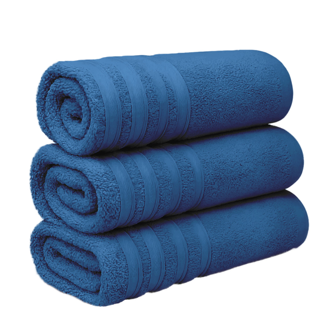 Set de 3 Toallas de Baño Grande 70x140 cm - Color Azul Marino