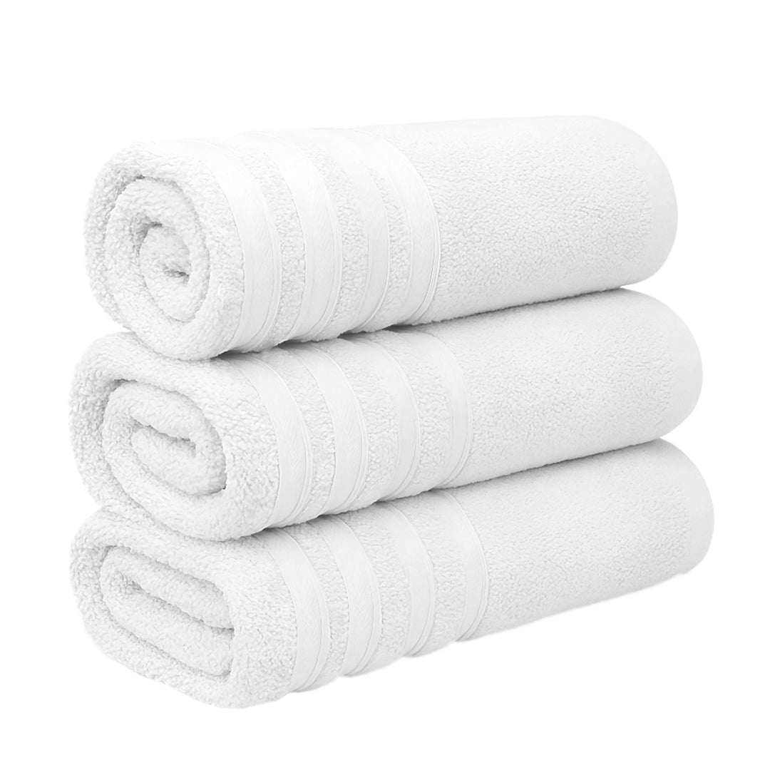 Set de 3 Toallas de Baño Grande Premium 70x140 cm - Color Blanca