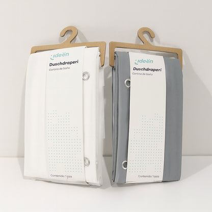 Juego de 2 Cortinas de Baño - Color Blanco y Gris
