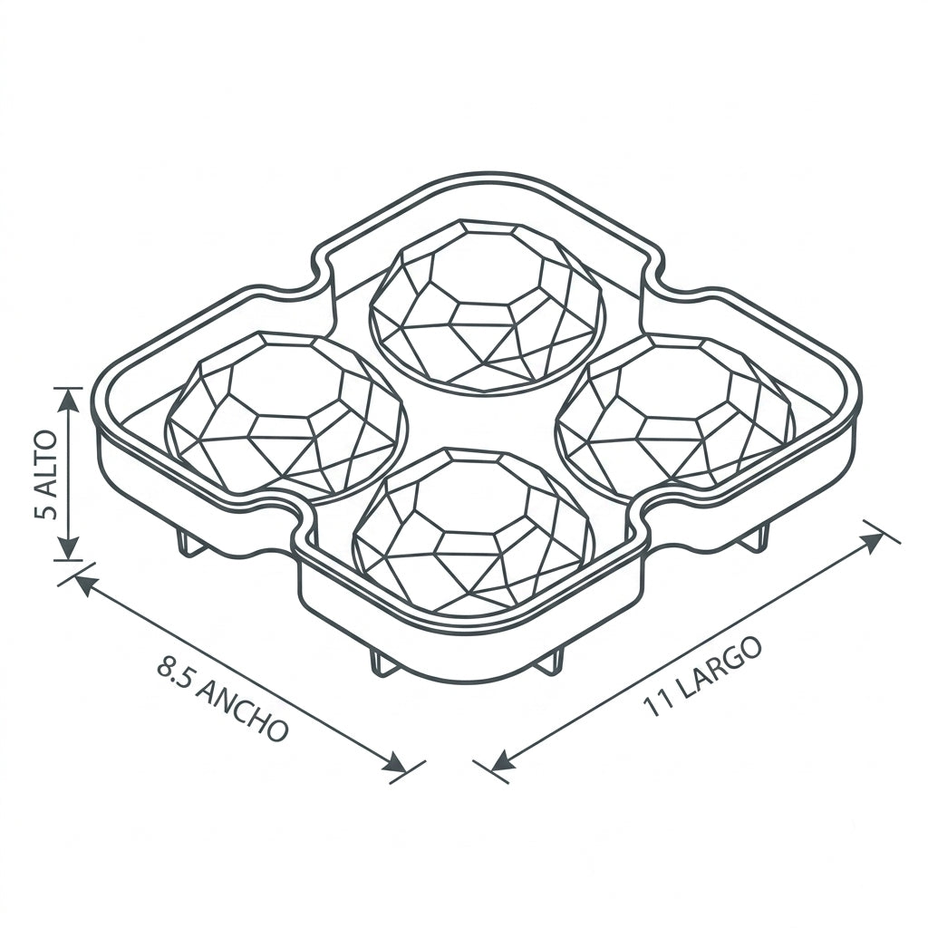 Bandeja para Hielo en Forma de Diamante – 4 Espacios