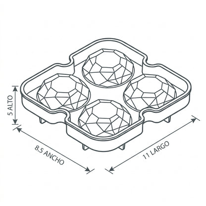 Bandeja para Hielo en Forma de Diamante – 4 Espacios