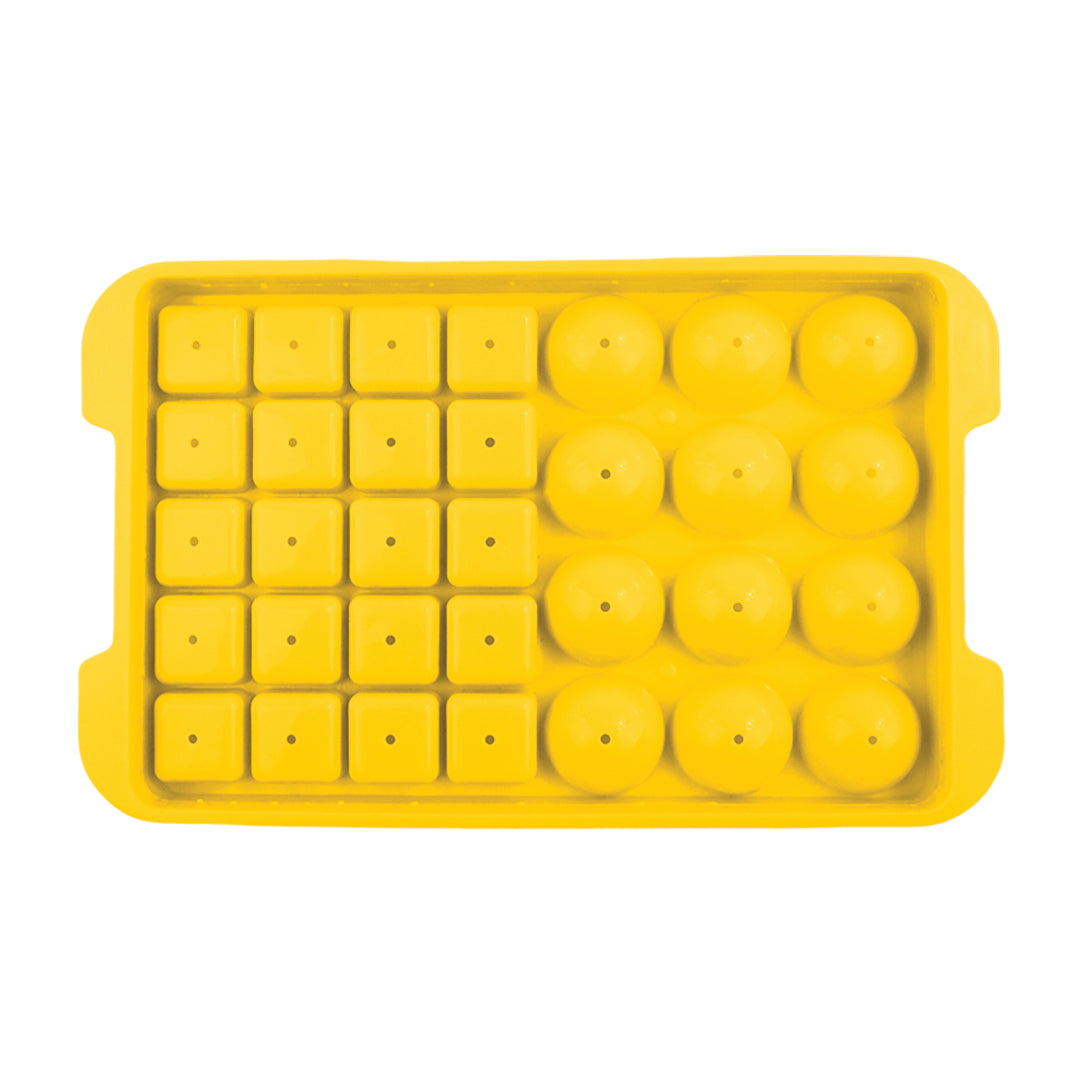 Set de 2 Bandejas para Hielo con Formas Cuadradas y Esféricas - Amarillo