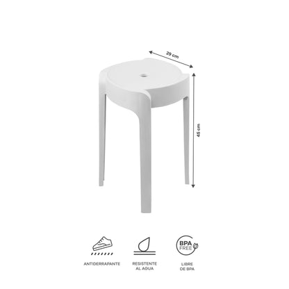 Set de 4 Bancos de Plástico Apilables – Color Blanco
