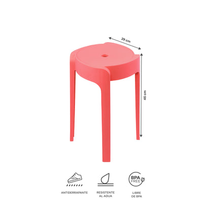 Set de 4 Bancos de Plástico Apilables – Color Rojo
