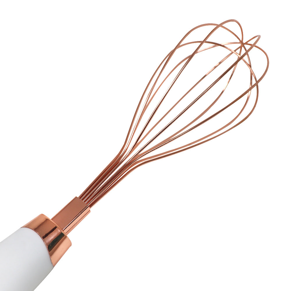 Batidor de Varillas Color Blanco |  Acero Inoxidable con Mango Ergonómico | 28.4 cm