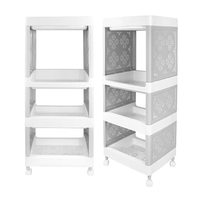 Carrito Organizador de 4 Estantes - Color Gris con Blanco