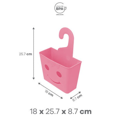 Cesto Colgante de Plástico Color Rosa