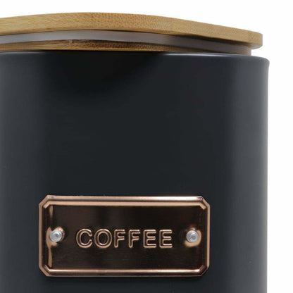Contenedor Metálico Cuadrado para Café - Tapa de Bambú