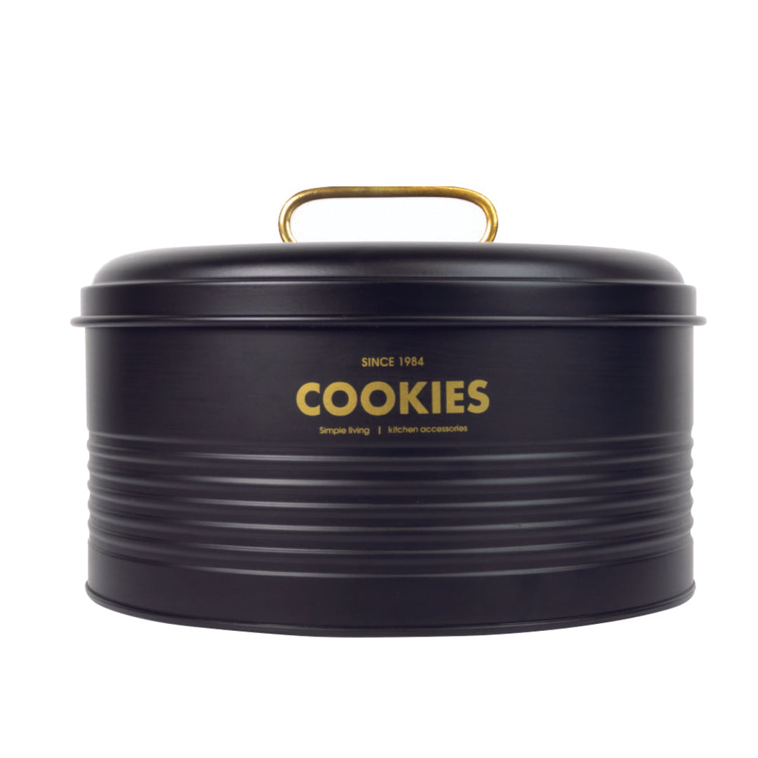 Contenedor Metálico Retro Redondo Negro Mate - Cookies