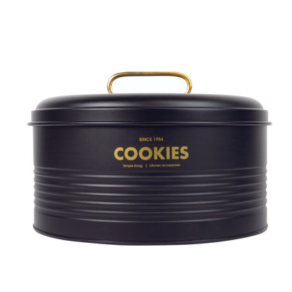 Contenedor Metálico Retro Redondo Negro Mate - Cookies