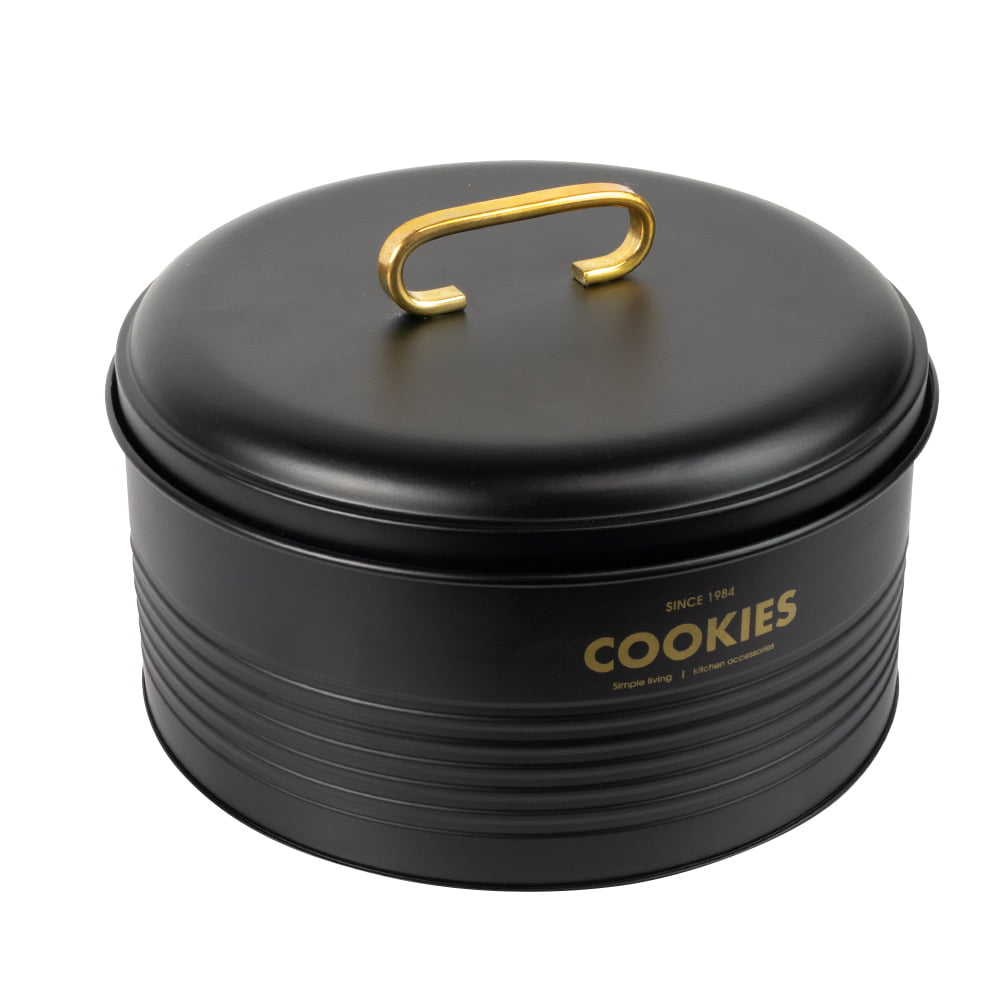 Contenedor Metálico Retro Redondo Negro Mate - Cookies