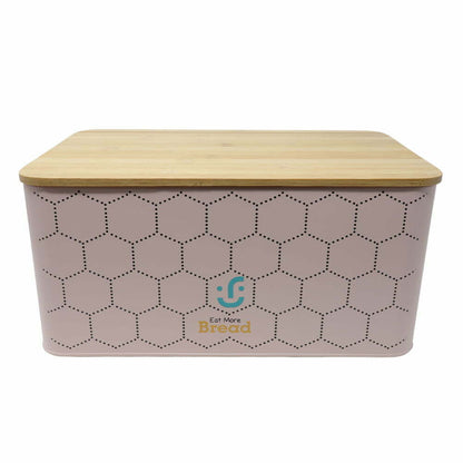 Contenedor Metálico Rectangular con Tapa de Bambú - Panera