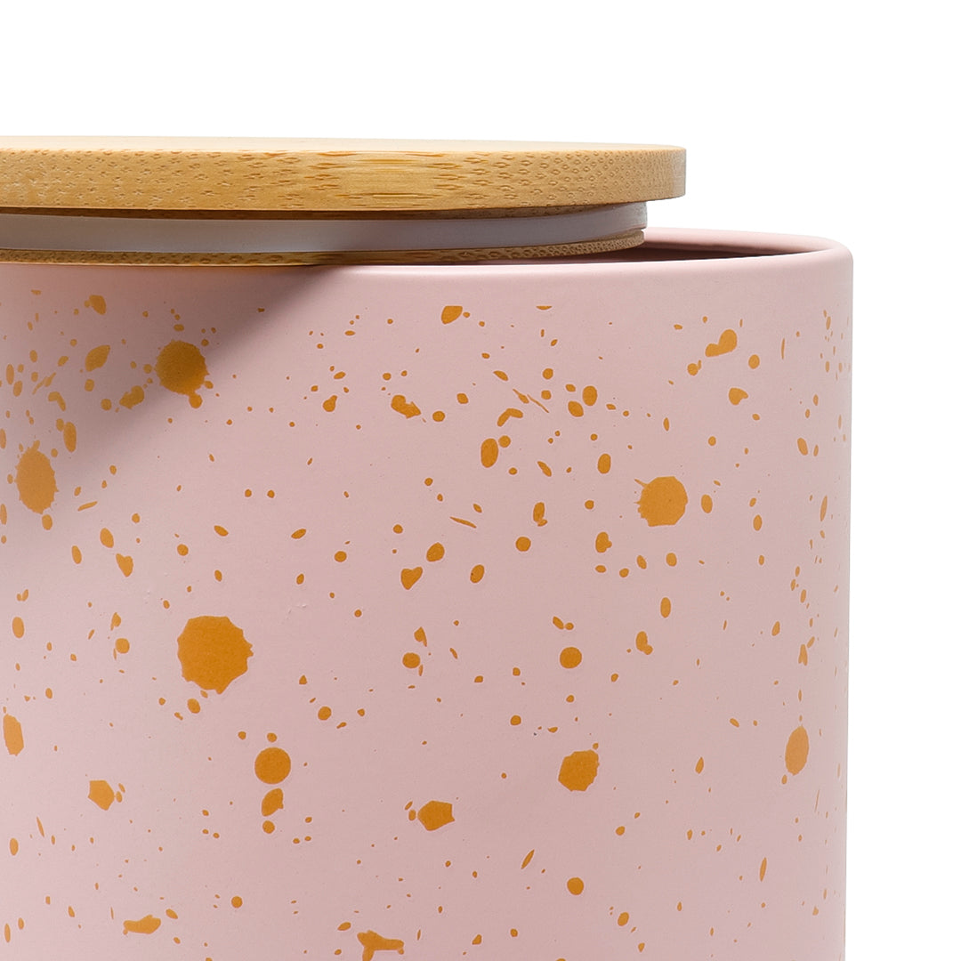 Juego de 3 Contenedores Cilíndricos Metálicos -Tapa de Bambú