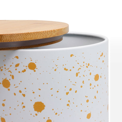 Juego de 2 Contenedores Cilíndricos Metálicos - Tapa de Bambú