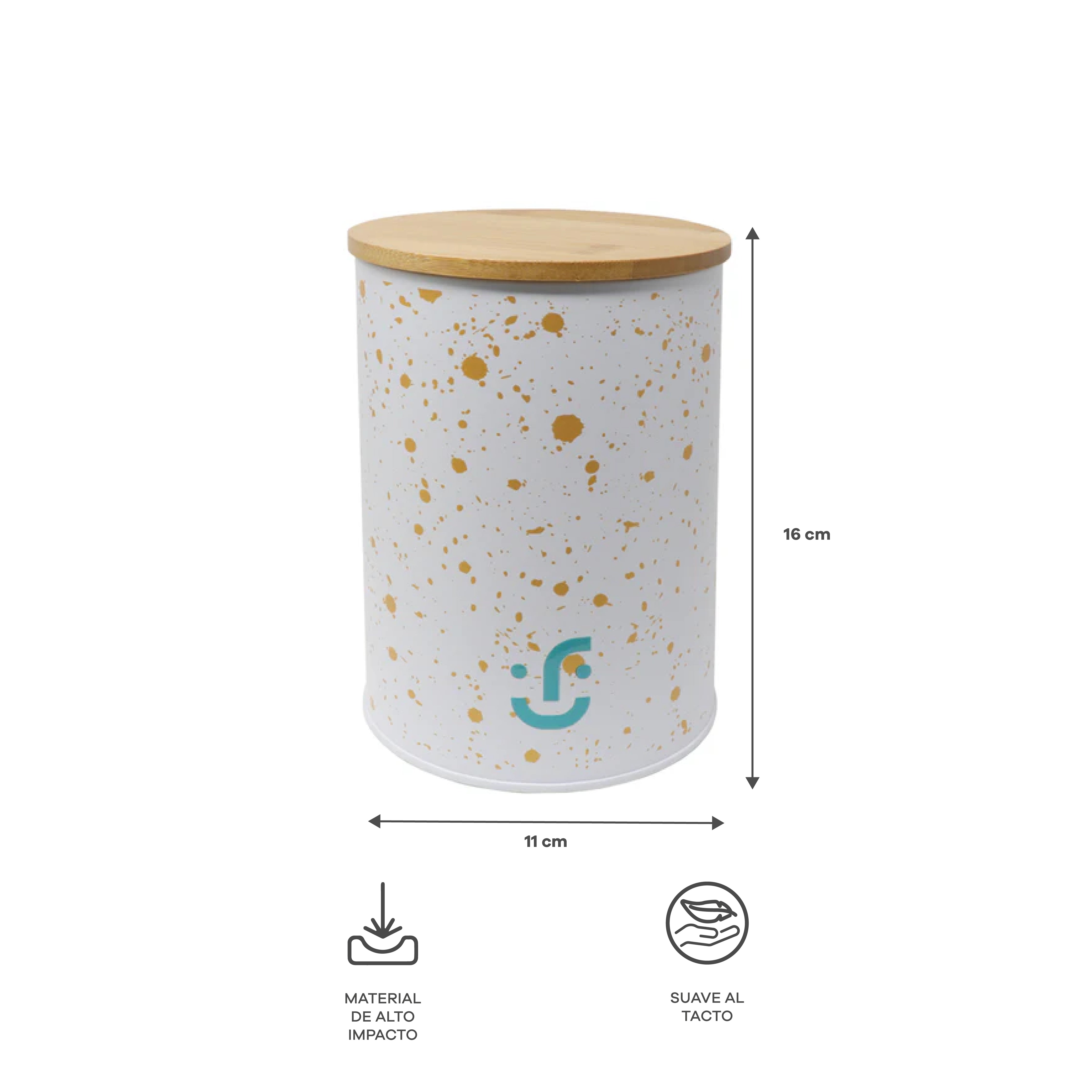 Juego de 2 Contenedores Cilíndricos Metálicos - Tapa de Bambú