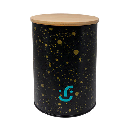 Juego de 3 Contenedores Cilíndricos Metálicos -Tapa de Bambú