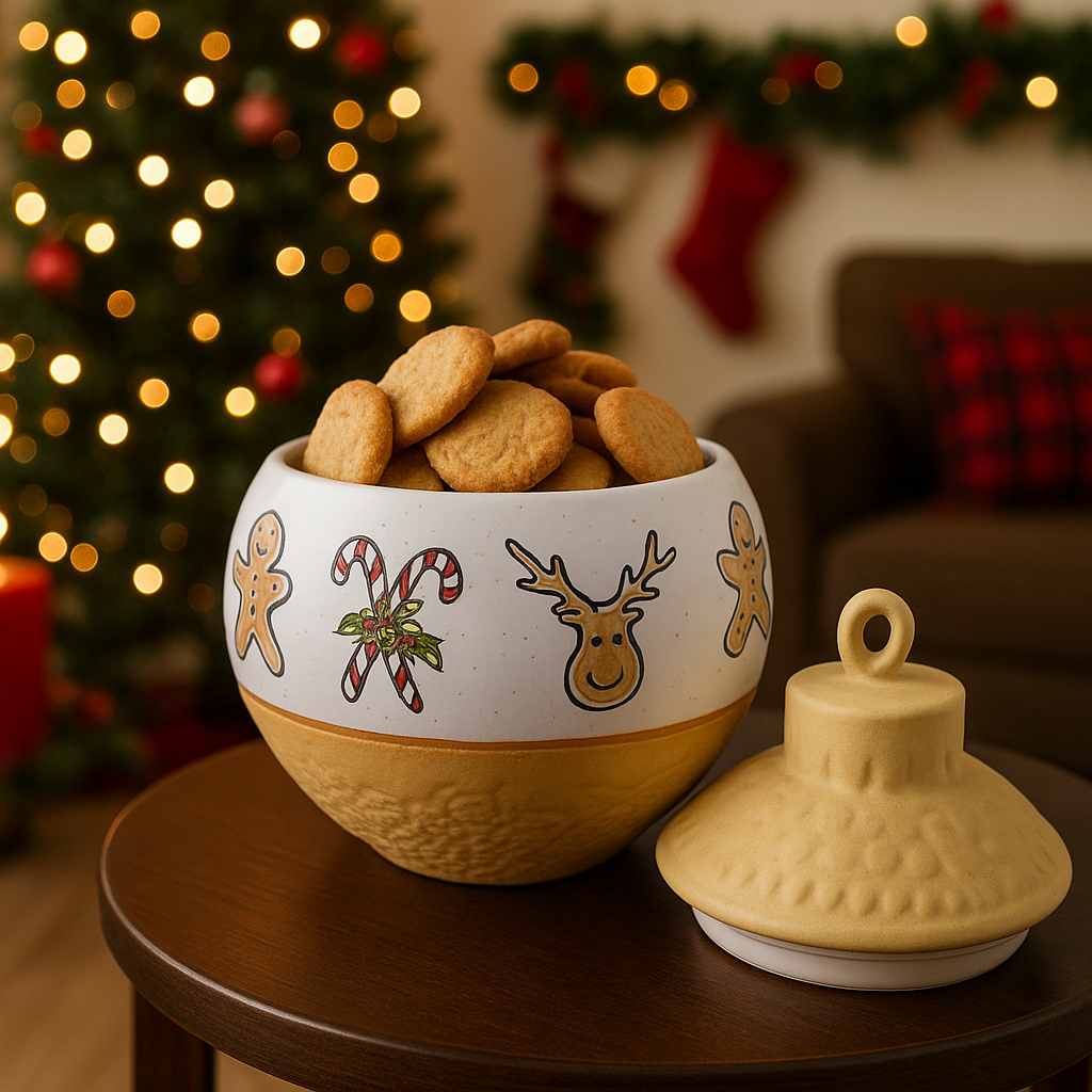 Galletero Navideño de Cerámica - Esfera Muñeco de Jengibre