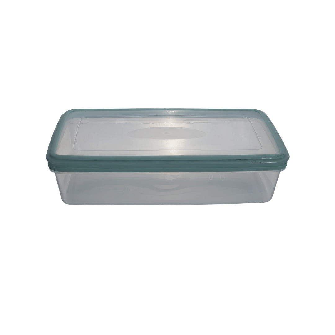 Contenedor para Comida Rectangular Transparente con Tapa Verde 1.5L