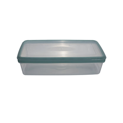 Contenedor para Comida Rectangular Transparente con Tapa Verde 1.5L