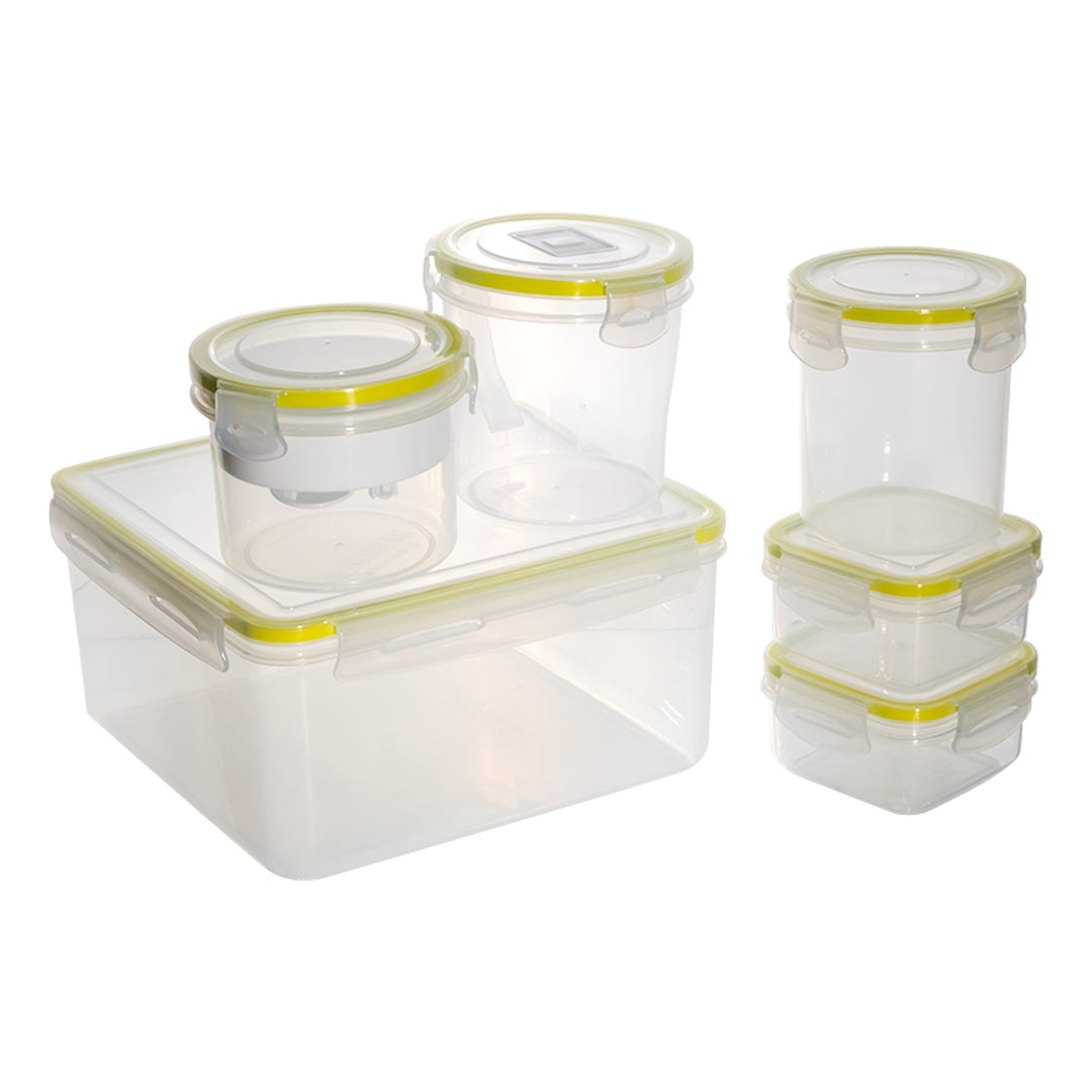 Set de 6 Contenedores de Alimentos Herméticos con Tapa - Color Lima
