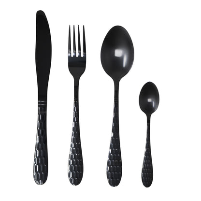 Set de Cubiertos Color Negro para 4 personas - 16 piezas