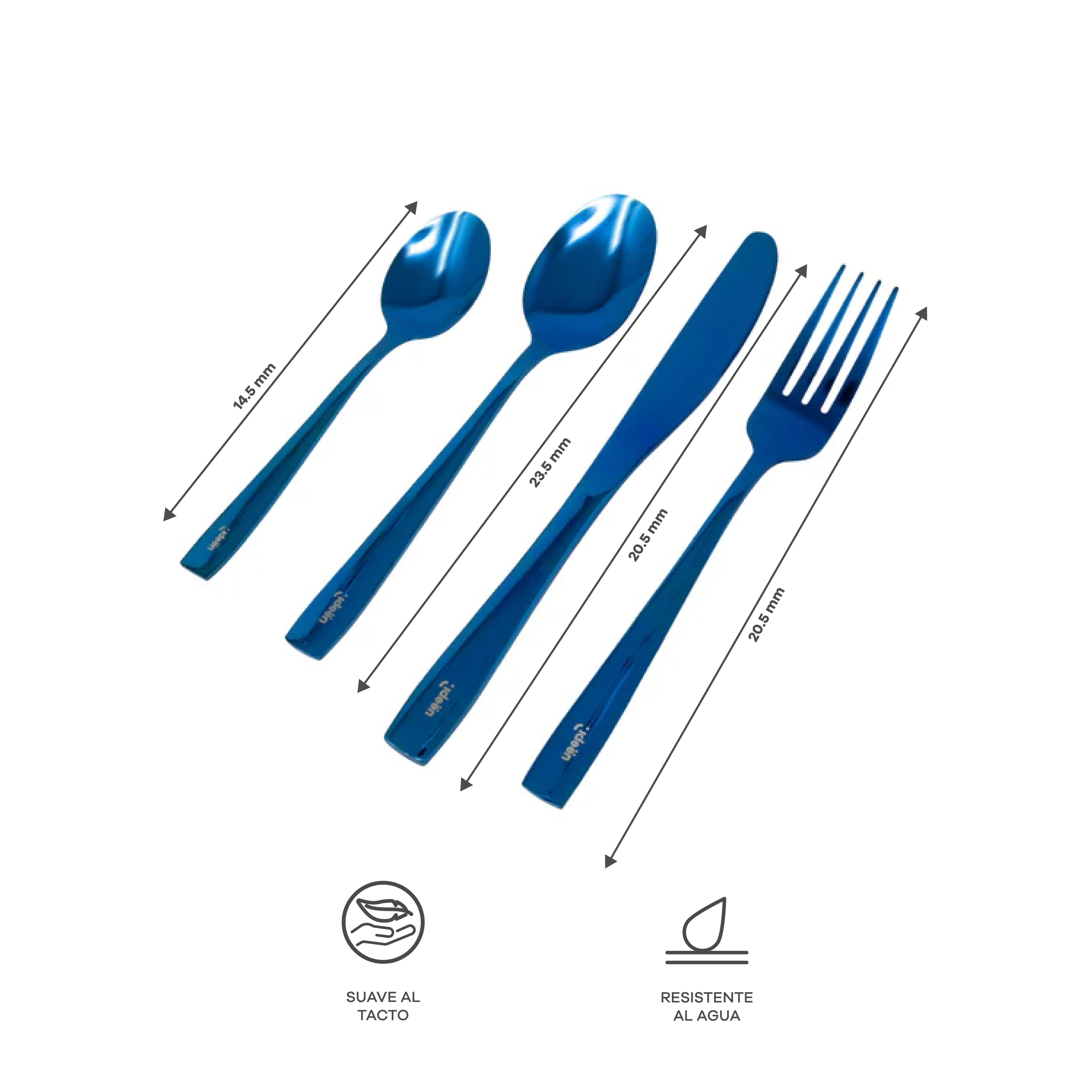 Set de Cubiertos Color Azul para 4 personas - 16 piezas