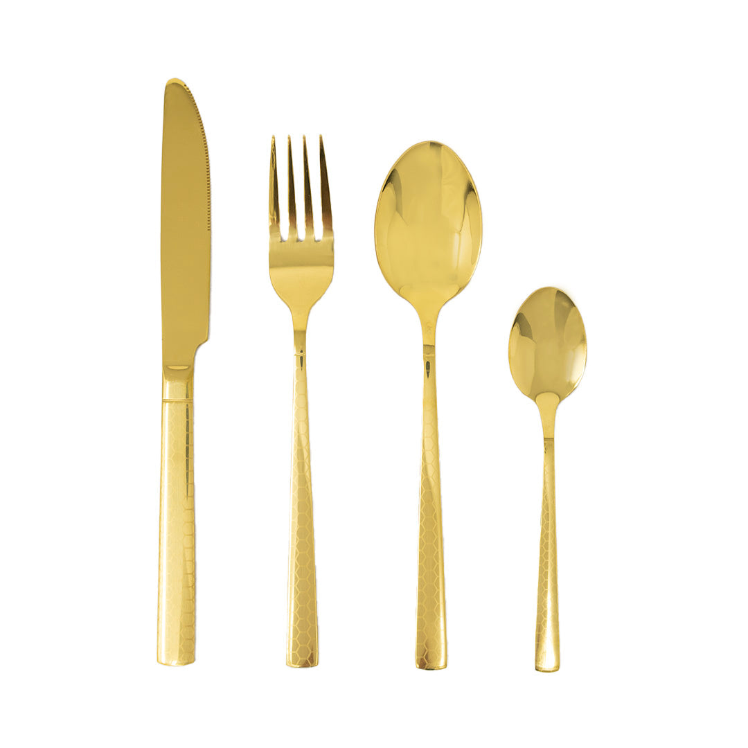 Set de Cubiertos Color Dorado para 4 personas - 16 piezas