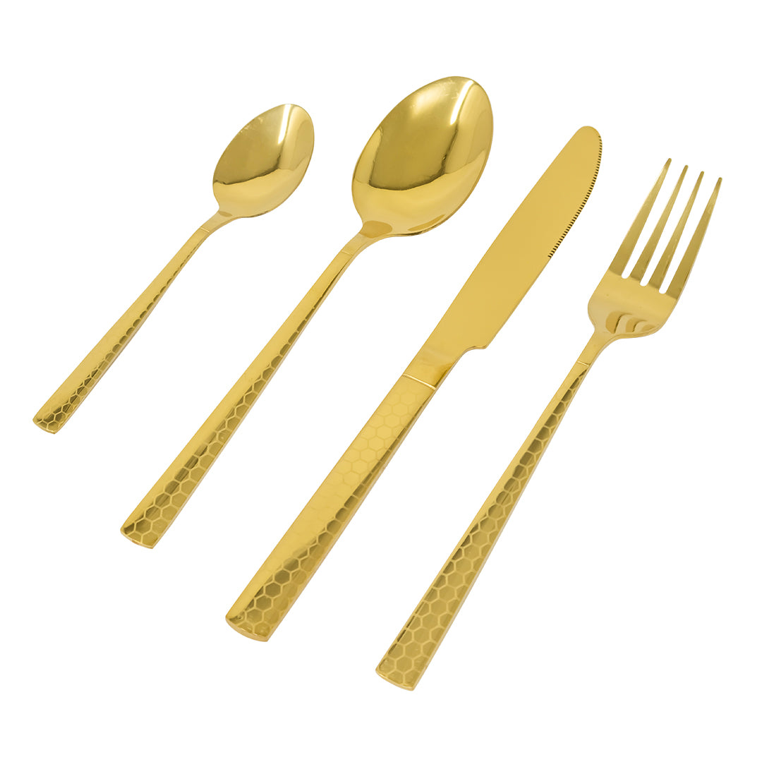 Set de Cubiertos Color Dorado para 4 personas - 16 piezas