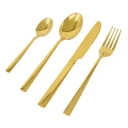 Set de Cubiertos Color Dorado para 4 personas - 16 piezas