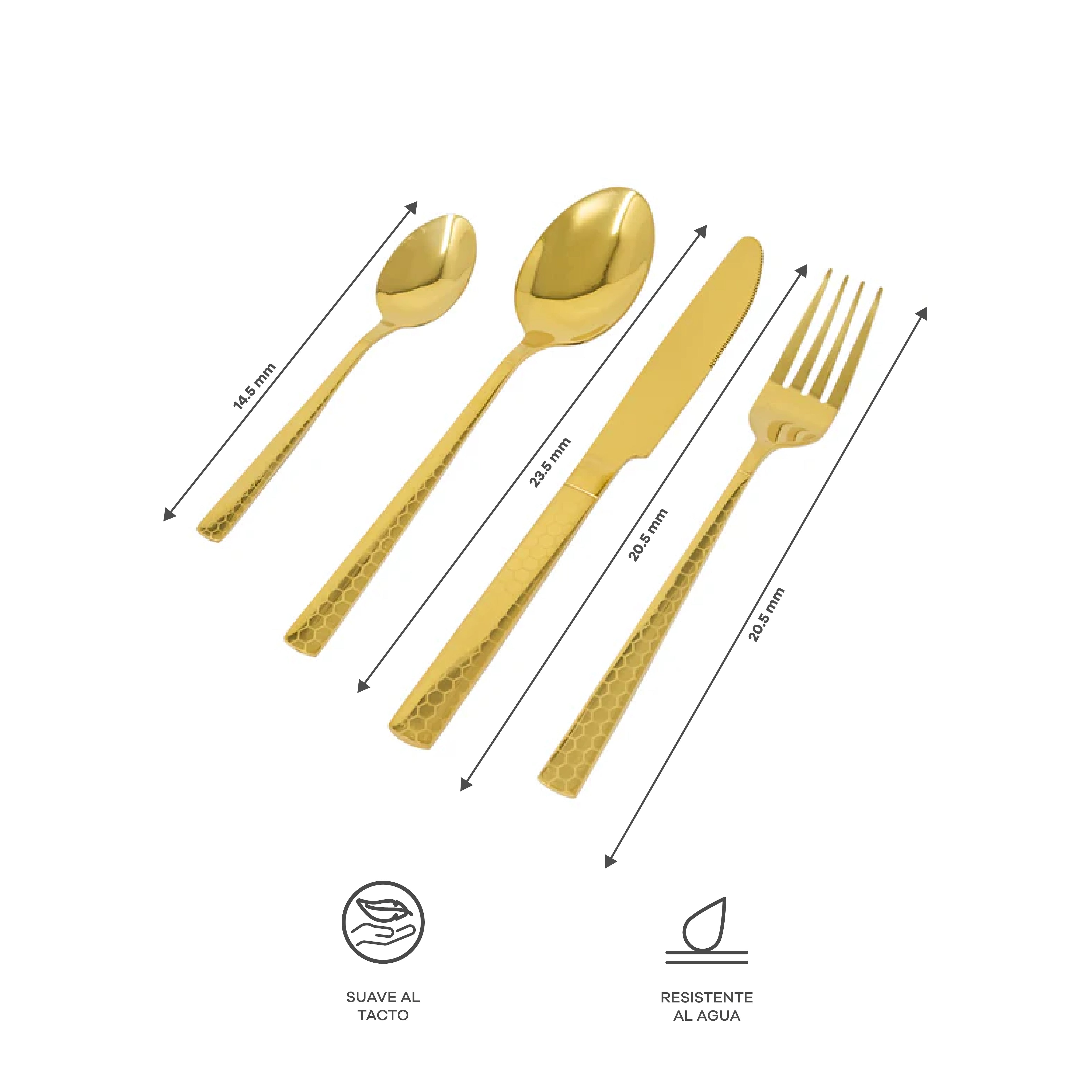 Set de Cubiertos Color Dorado para 4 personas - 16 piezas