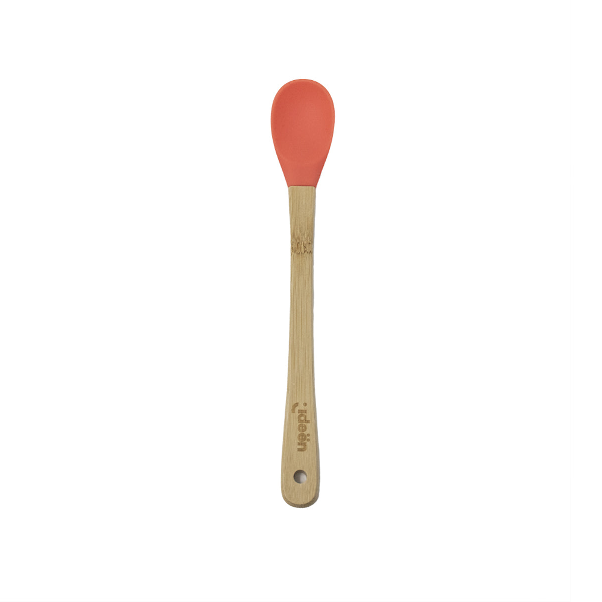 Cuchara de Silicona Naranja con Mango de Madera