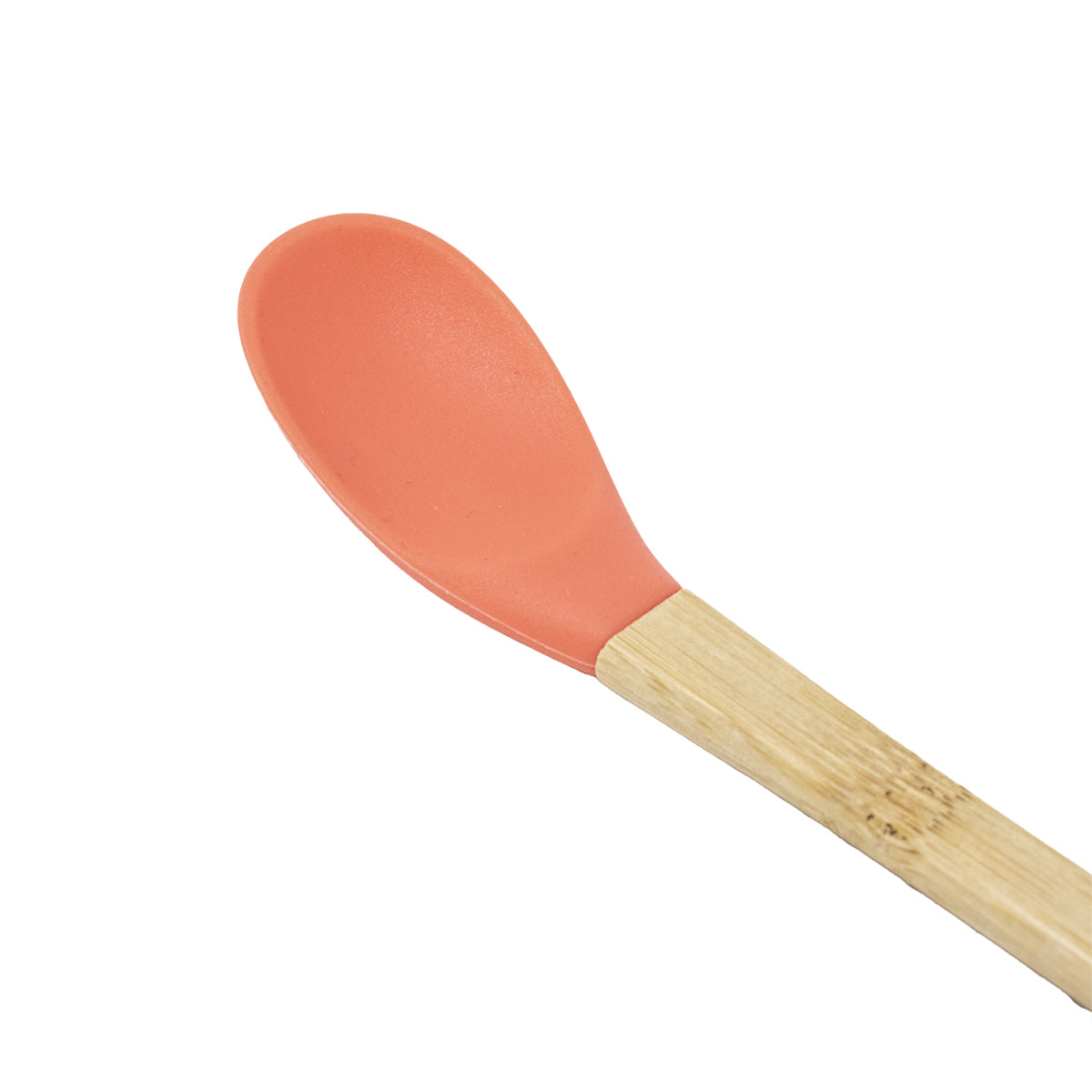 Cuchara de Silicona Naranja con Mango de Madera